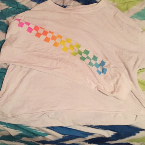 White Rainbow Checkered board crop top - Picture 2 of 2
